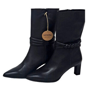 New Javiera Spain Black leather boot size 9 High Heel